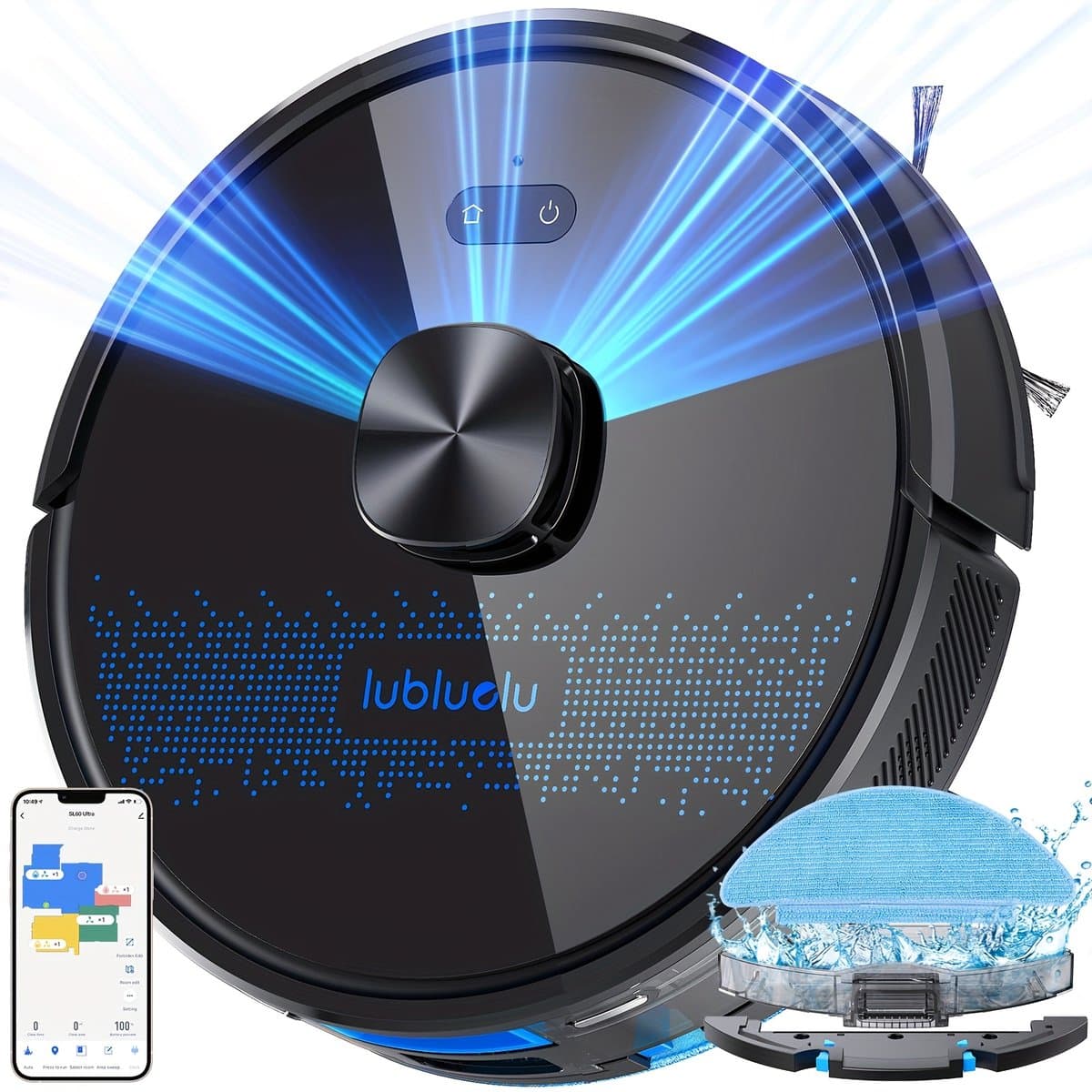 Lubluelu SL60 Robotstofzuiger - Robot Stofzuigers met Dweilfunctie - 7000Pa Krachtig Zuigkracht -LiDAR-navigatie – Borstel die klitten voorkomt – Ideaal voor dierenharen